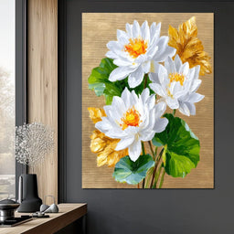 Golden Lotus Dreams Unfold - NicheCanvas