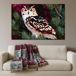 Autumn Pines Watchful Owl - NicheCanvas