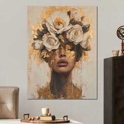 Golden Petal Visage | NicheCanvas