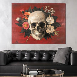 Skull and Floral Reverie - NicheCanvas