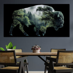 Bison Forest Spirit Silhouette - NicheCanvas