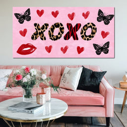 Wild Love XOXO Leopard Hearts - NicheCanvas