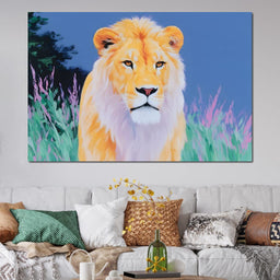 Golden Lion in Wilderness - NicheCanvas