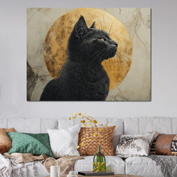 Golden Feline Aura Portrait - NicheCanvas