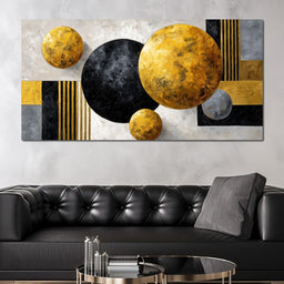 Modern Gold Geometric Orbs - NicheCanvas