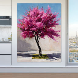 Fuchsia Blossom Tree Courtyard - NicheCanvas