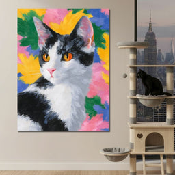 Golden Eyed Feline Brush Garden - NicheCanvas