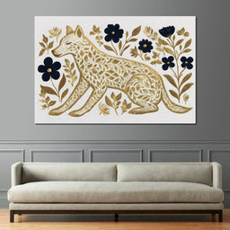 Golden Fox Botanical Night - NicheCanvas
