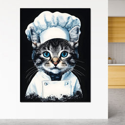 Chef Feline in Snowy Whites - NicheCanvas