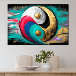Golden Yinyang Energy Flow - NicheCanvas