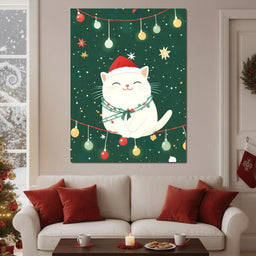 Jolly Santa Kitty Holiday Lights - NicheCanvas
