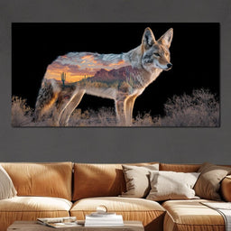 Desert Coyote Sunset Vista - NicheCanvas