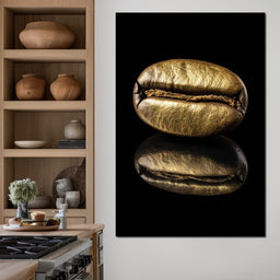 Golden Coffee Bean Reflection - NicheCanvas