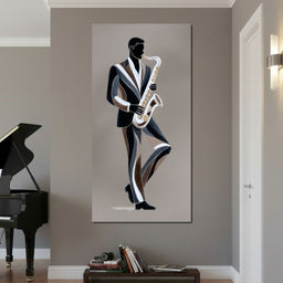 Midnight Jazz Sax Player Elegance - NicheCanvas