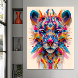 Vivid Geometric Lion Majesty - NicheCanvas
