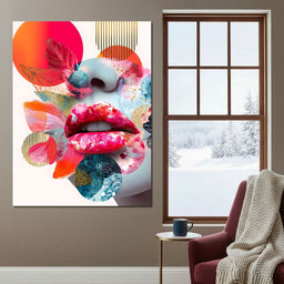 Vivid Collage Lip Pop Fusion - NicheCanvas
