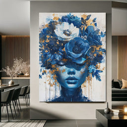 Sapphire Bloom Silhouette - NicheCanvas