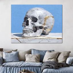 Kintsugi Skull on Marble Stilllife - NicheCanvas