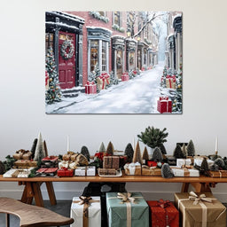 Snowy Carol Lane Holiday Cheer - NicheCanvas