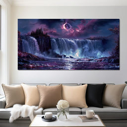 Eclipse Over Lavender Falls - NicheCanvas