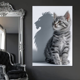 Brave Kitten Lion Shadow - NicheCanvas