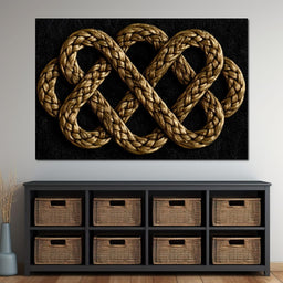 Eternal Braided Path of Golden Fibers - NicheCanvas