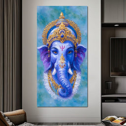 Royal Blue Ganesha Divine Blessing - NicheCanvas