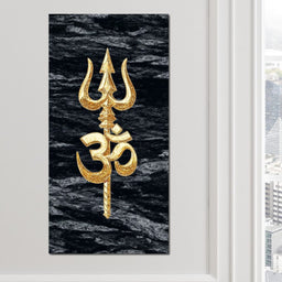 Golden Om Trishul Emblem - NicheCanvas