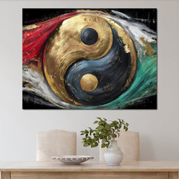 Golden Yin Yang Celestial Balance - NicheCanvas