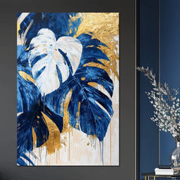 Golden & Blue Oasis - NicheCanvas