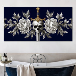 Baroque Skull and Peony Sword - NicheCanvas