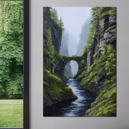 Emerald Gorge Stone Bridge River - NicheCanvas