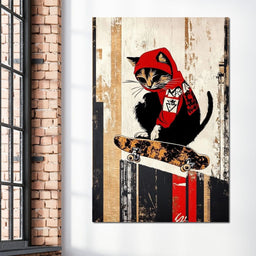 Feline Skateboarder - NicheCanvas