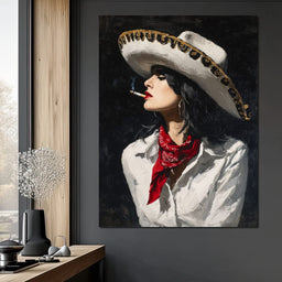 Sombrero Smoke Noir Portrait - NicheCanvas