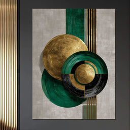 Emerald Gold Geometric Circles - NicheCanvas