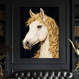 Golden Mane Horse Portrait - NicheCanvas