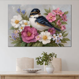 Songbird Garden Bouquet Oil Style - NicheCanvas
