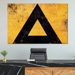 Yellow Grunge Triangle Signage - NicheCanvas