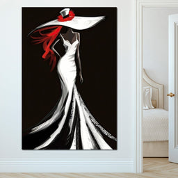 The White Dress - Sable Elegance with Flare - NicheCanvas