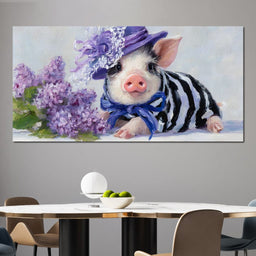 Lilac Garden Piglet Elegance - NicheCanvas