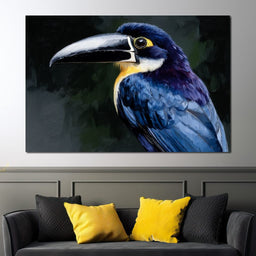 Electric Blue Toucan Portrait - NicheCanvas