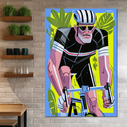 Pedal Power Retro Cyclist - NicheCanvas