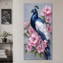 Peacock Among Blossoms - NicheCanvas
