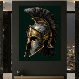 Gold Spartan Helm Battle Relic - NicheCanvas