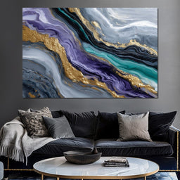 Gilded Riverstone Flow - NicheCanvas