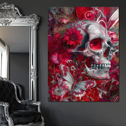 Rose Petal Skull Garden Feast - NicheCanvas