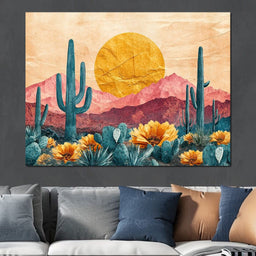 Desert Bloom Sunlit Peaks - NicheCanvas