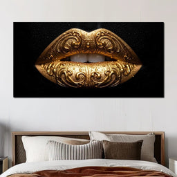 Golden Lips Elegance Illumination - NicheCanvas