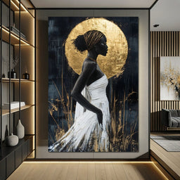 Golden Halo Grace Silhouette - NicheCanvas