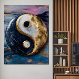 Golden Yin Yang Balance Flow - NicheCanvas